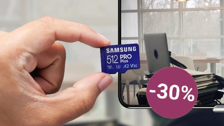 Sichern Sie sich heute die schnelle und sichere MicroSD-Karte Pro Plus von Samsung zum Tiefpreis.
