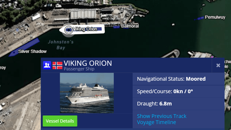 Die "Viking Orion" liegt im Hafen von Sydney.