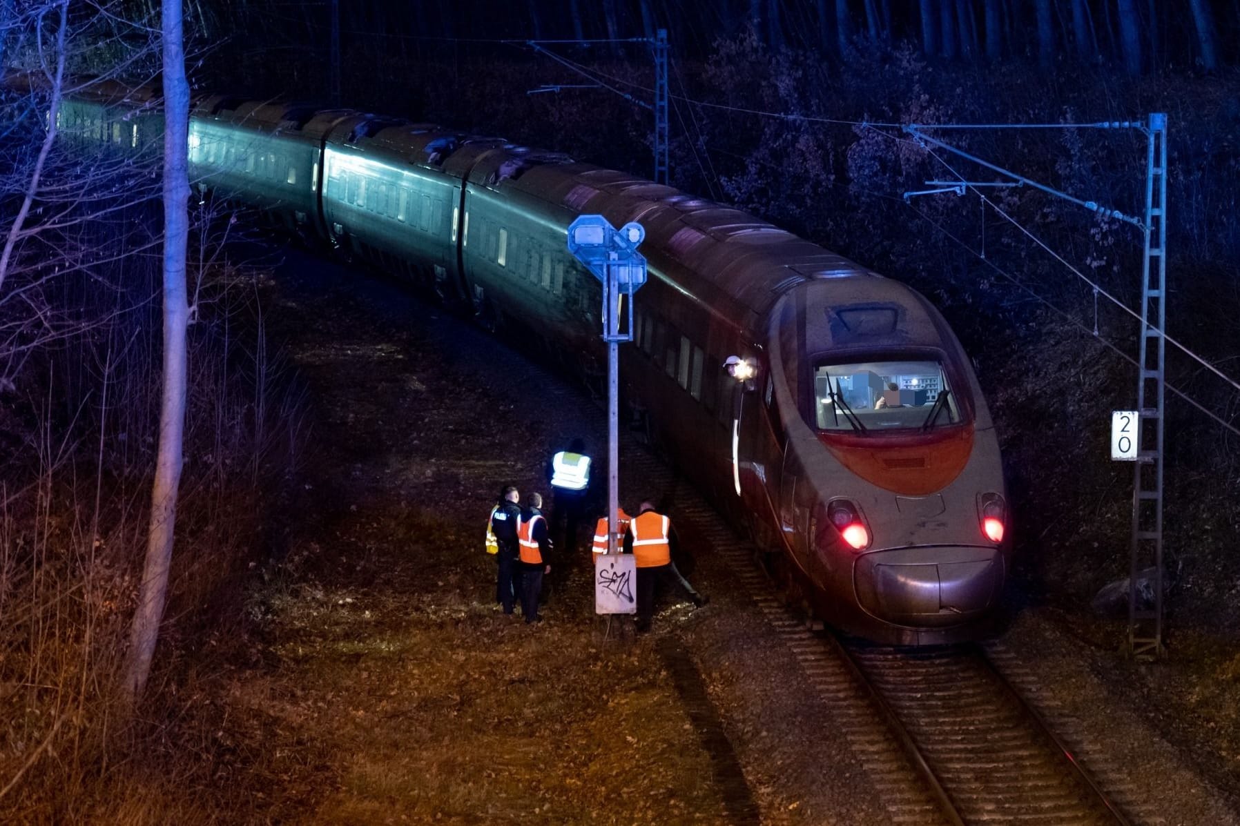 Der Zug blieb auf einer Strecke im Wald stecken: Eine Evakuierung hielten die Einsatzkräfte für nicht machbar.