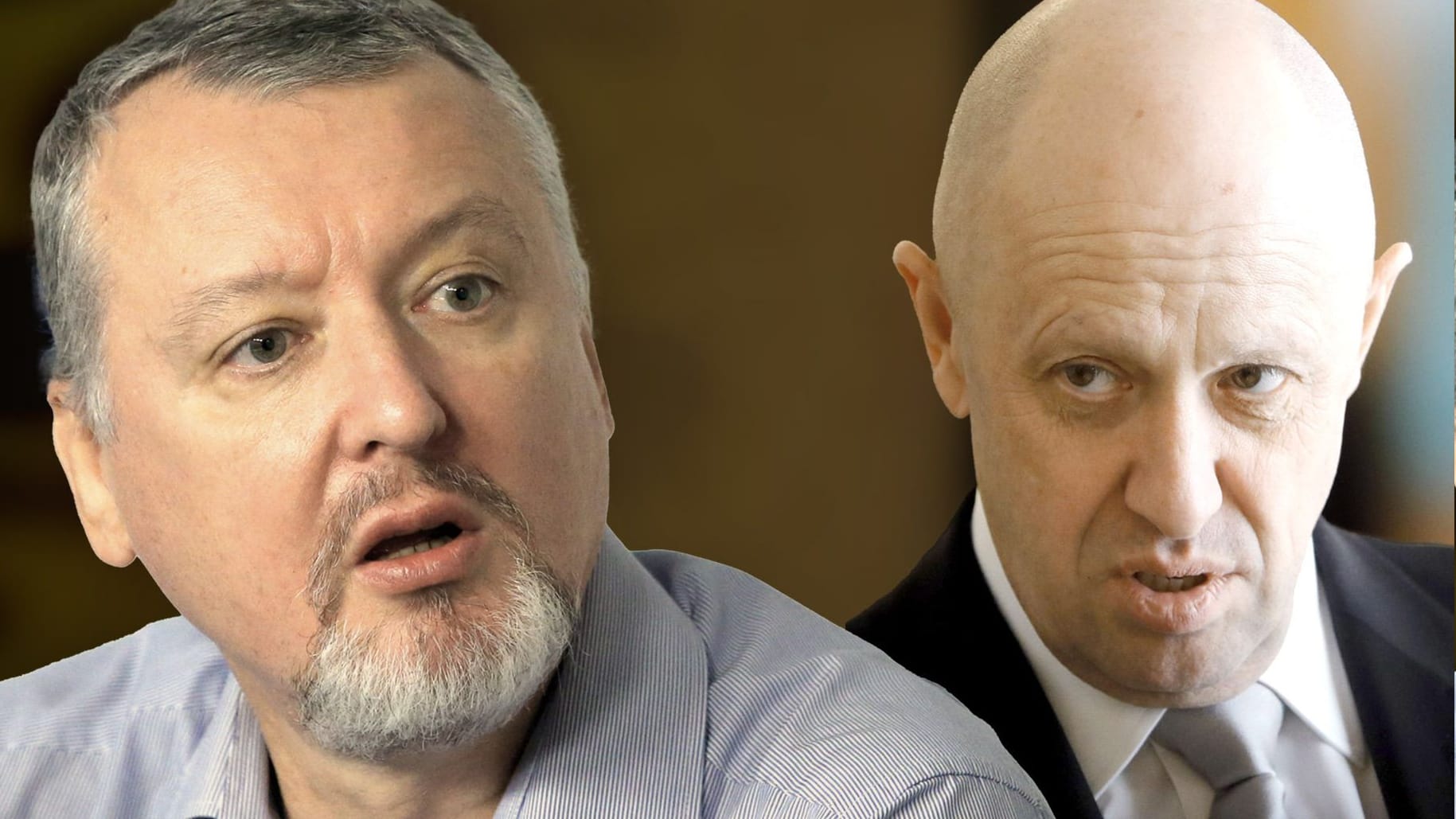 Igor Girkin (l.) und Jewgeni Prigoschin: "Wenn er versucht wegzulaufen, pisse ich ihm ins Gesicht." (Montage: UF/t-online)