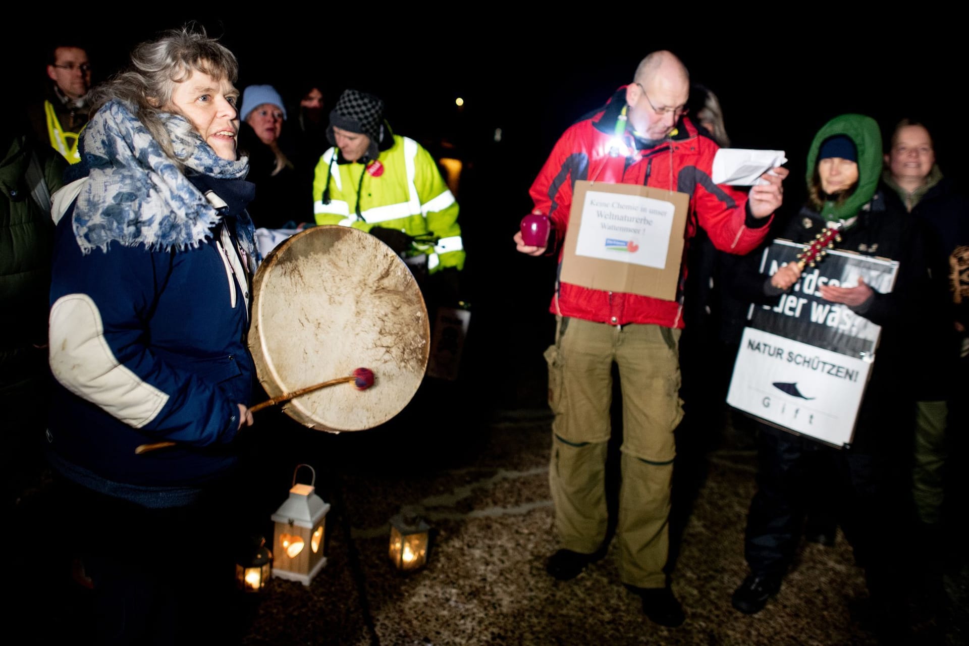 Protestaktion im Außenhafen von Hooksiel Anfang Januar (Archivfoto): Weitere Umweltverbände legen nun nach.