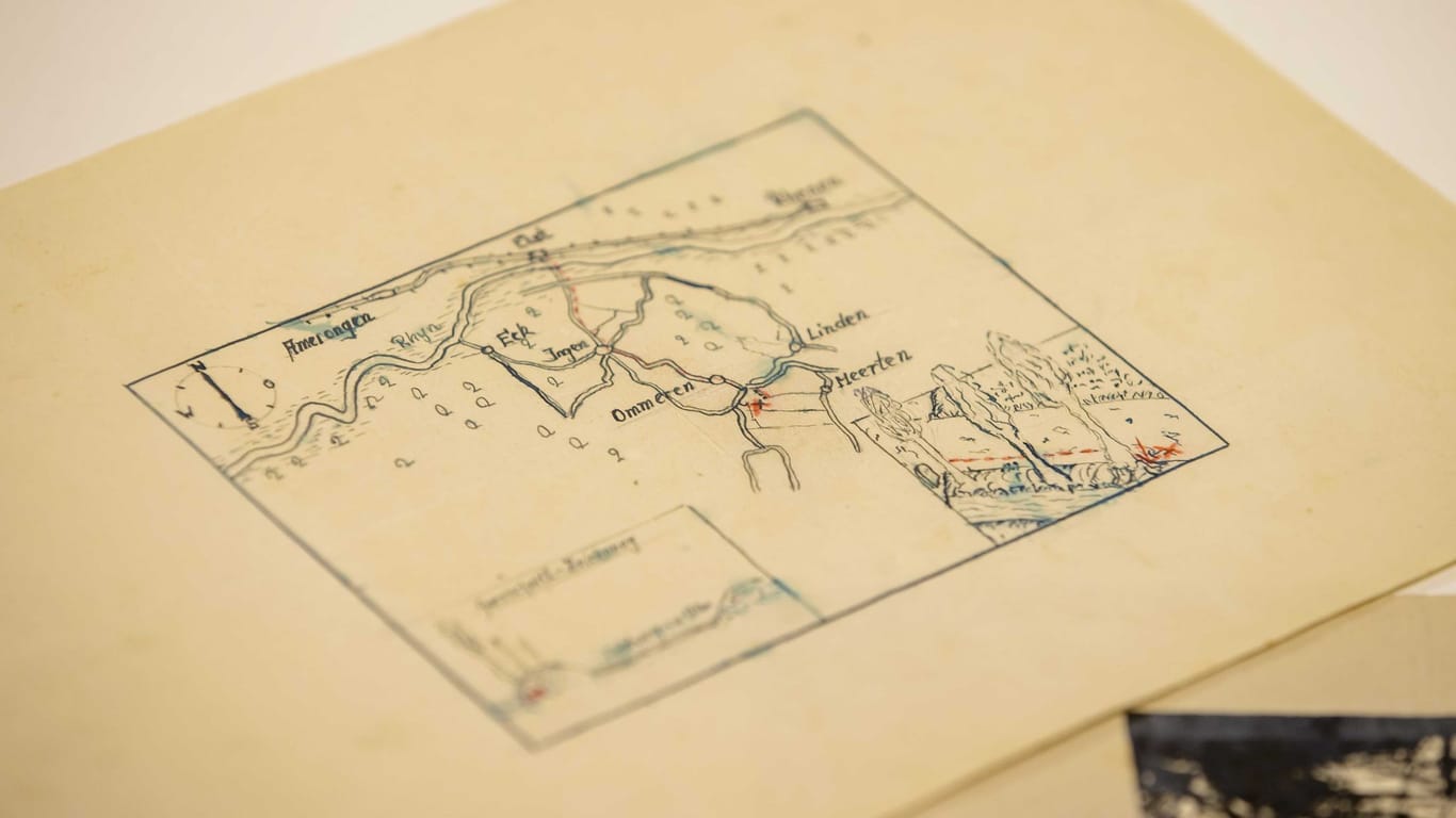 Eine fast 80 Jahre alte Karte zu einem möglichen Nazi-Schatz im Dorf Ommeren: Die Polizei warnt die Schatzsucher vor Minen.