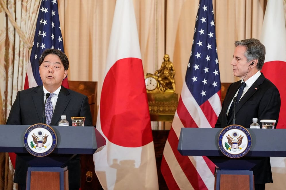 US-Außenminister Antony Blinken mit seinem japanischem Amtskollegen Yoshimasa Hayashi: Blinken und US-Verteidigungsminister Lloyd Austin waren zu Besuch in Japan.