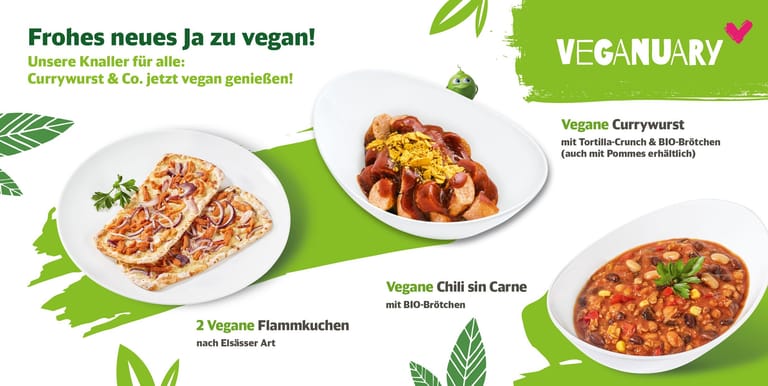 Die drei Gerichte der "Veganuary"-Aktion sollen bei der Deutschen Bahn nun dauerhaft auf die Speisekarte kommen.