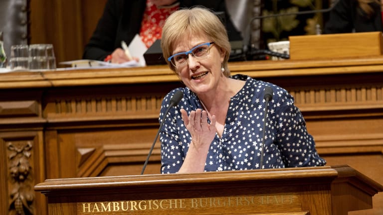 Heike Sudmann spricht in der Hamburgischen Bürgerschaft (Archivbild): Sie ist verkehrspolitische Sprecherin der Linksfraktion.