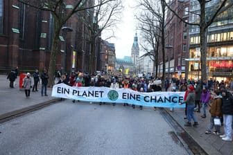 Mehrere Hundert Menschen demonstrierten am Freitagnachmittag in Hamburg gegen die Räumung des Ortes Lützerath.