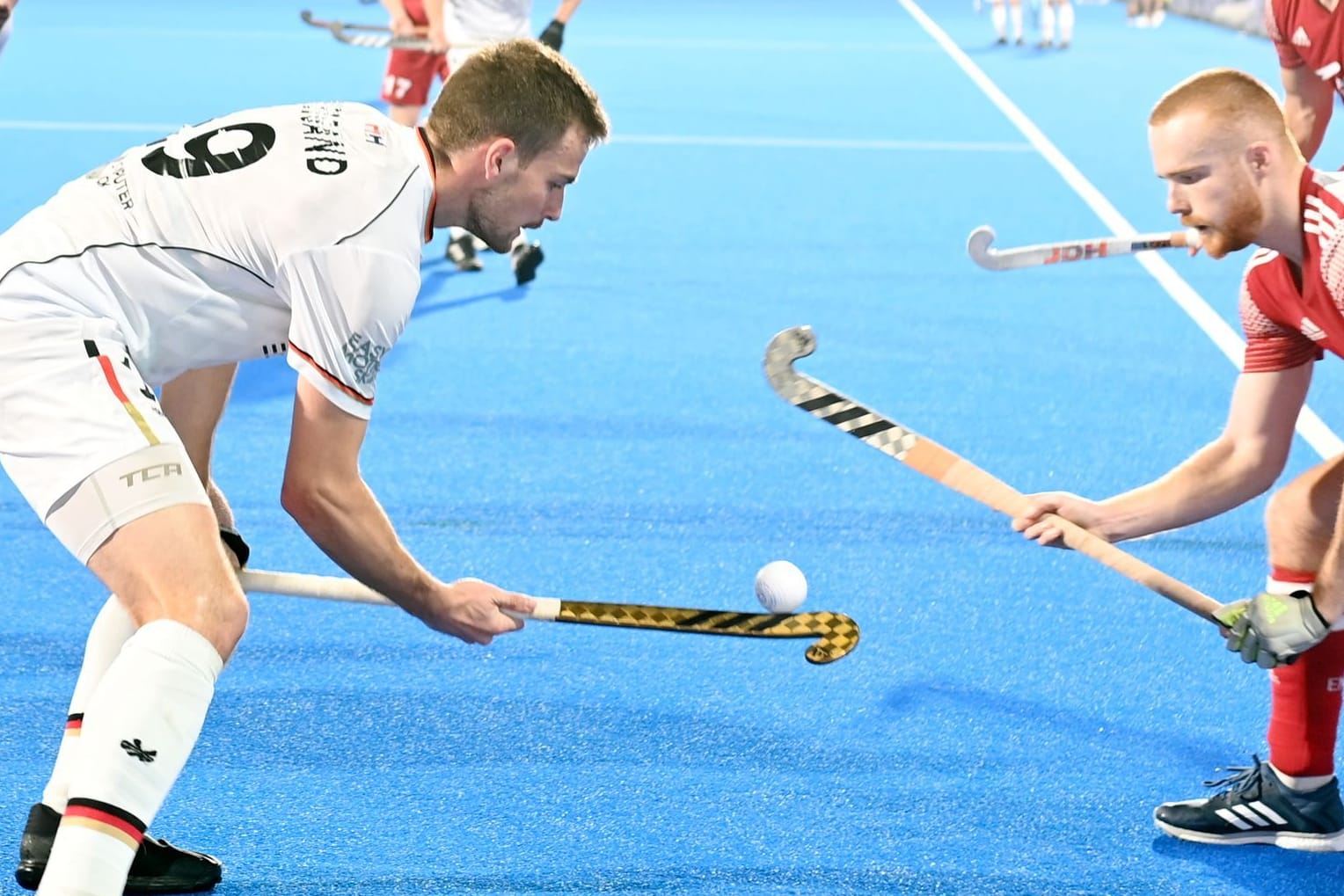 Die deutschen Hockeyspieler um Justus Weigand stehen im Halbfinale der Weltmeisterschaft.