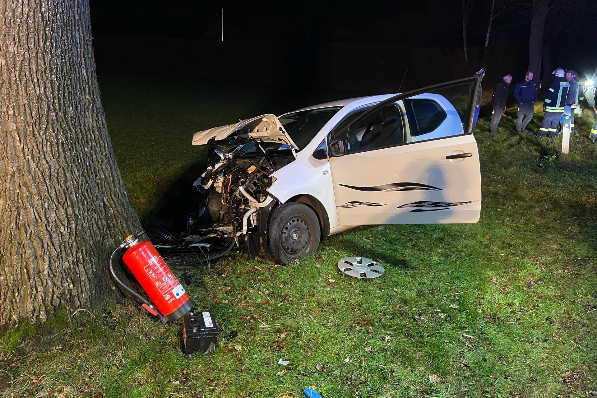 Unfall in Asendorf: Der VW krachte frontal gegen einen Baum.