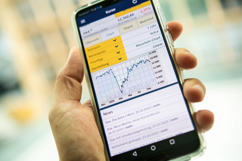 Börsenkurse auf einem Smartphone (Symbolbild): Neo-Broker bieten Anlegern ein Depot für die Hosentasche.