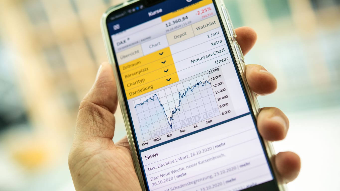 Börsenkurse auf einem Smartphone (Symbolbild): Neo-Broker bieten Anlegern ein Depot für die Hosentasche.