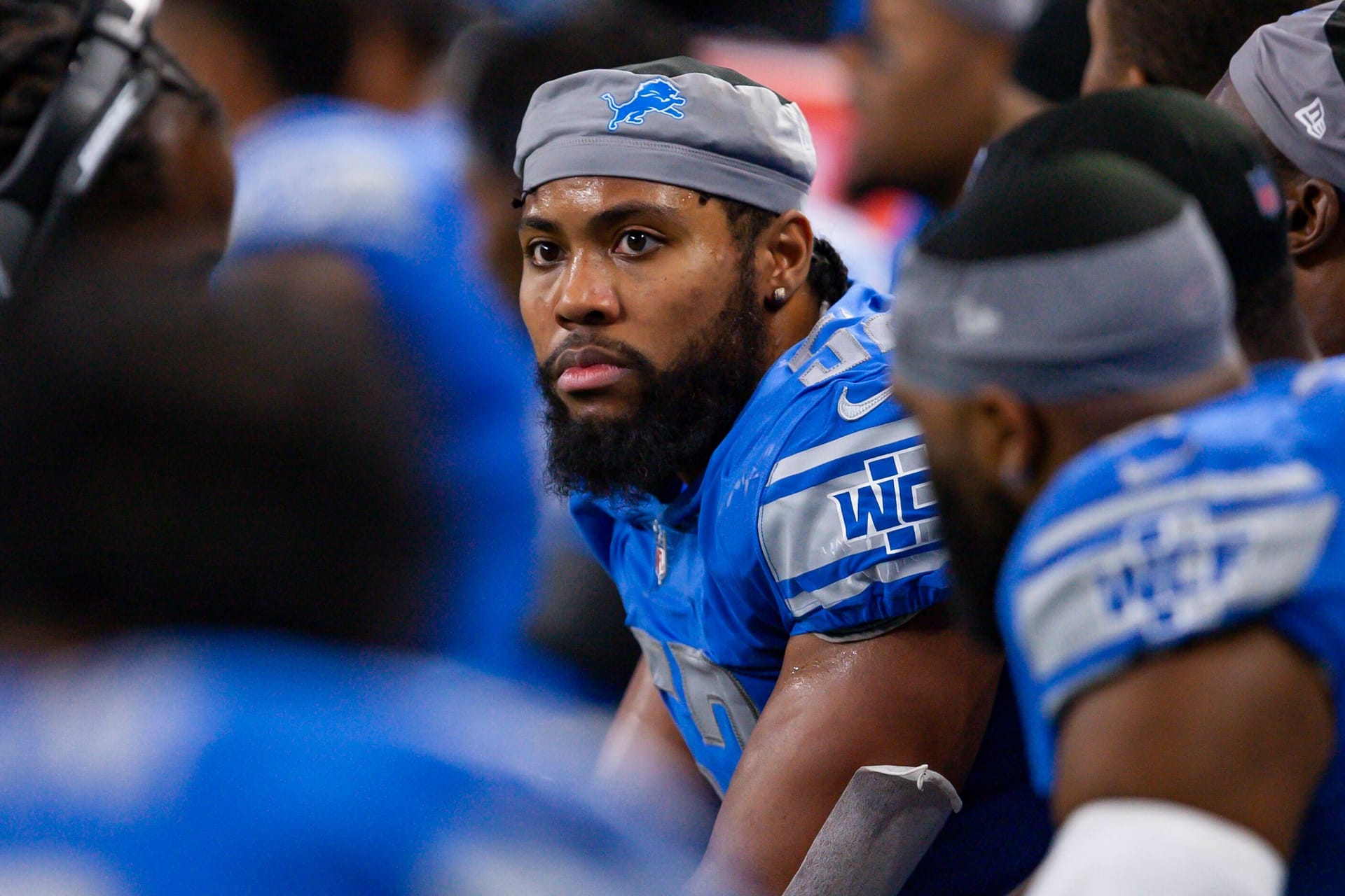 Detroit Lions Linebacker Jessie Lemonier im Jahr 2021: Er ist gestorben.