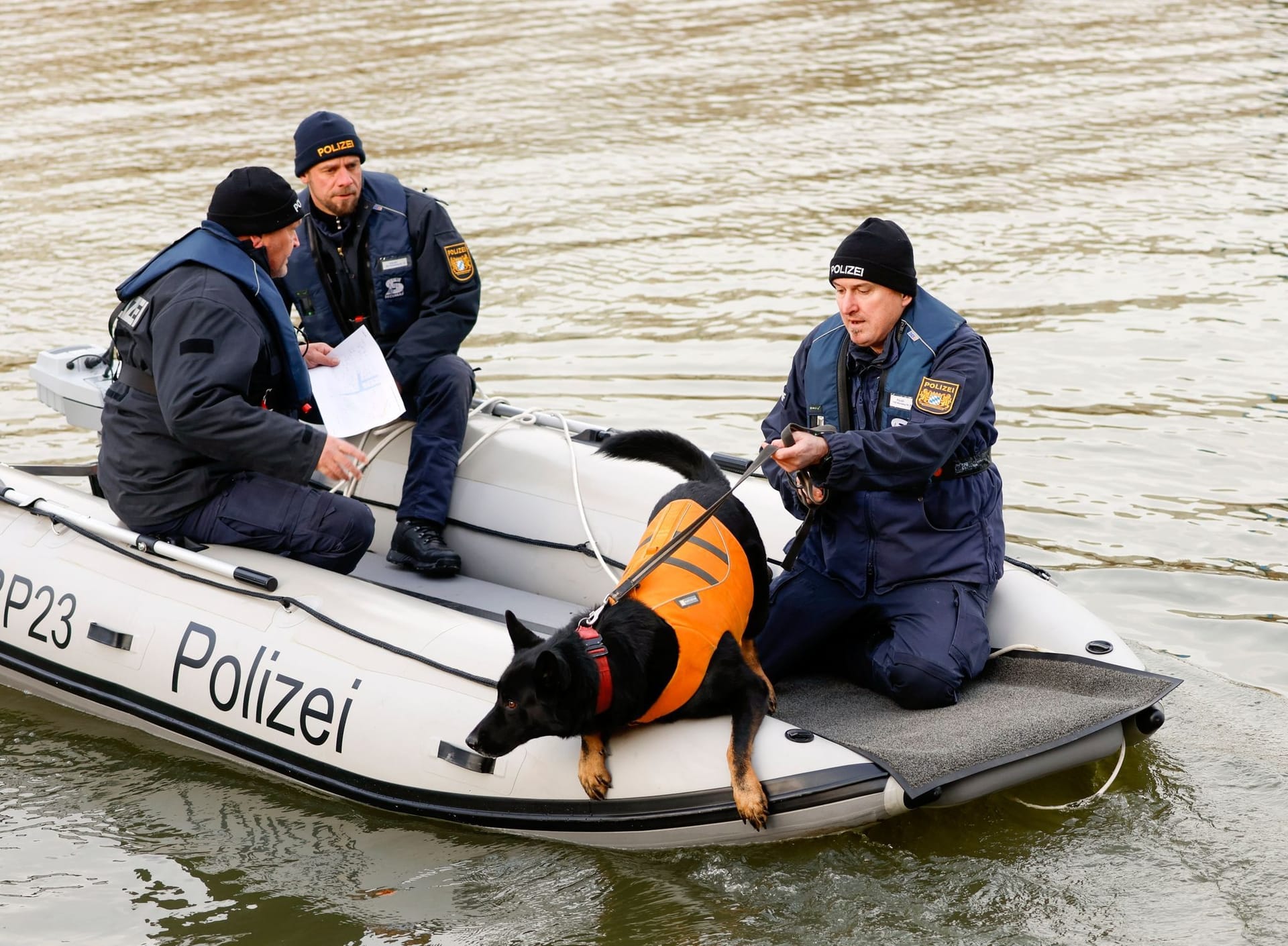 Einsatzkräfte und ein Leichenspürhund suchen im Main-Donau-Kanal bei Nürnberg nach einer vermissten Frau (Archivbild): 1.600 Vermisste gibt es in Bayern.