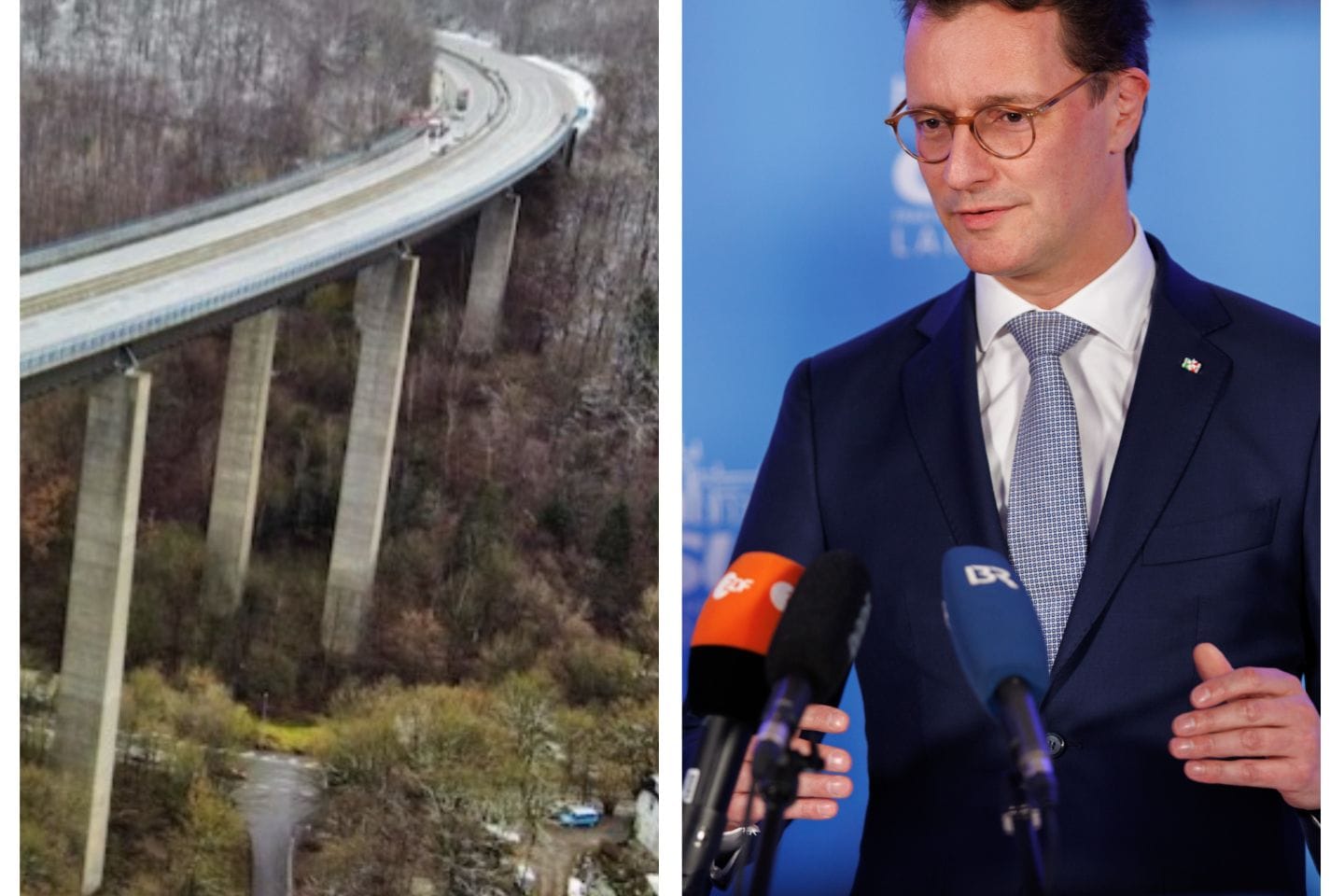 Die marode Talbrücke bei Lüdenscheid: NRW-Ministerpräsident Hendrik Wüst (CDU) und seine Landesregierung verstricken sich in Widersprüche.