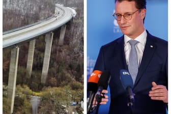 Die marode Talbrücke bei Lüdenscheid: NRW-Ministerpräsident Hendrik Wüst (CDU) und seine Landesregierung verstricken sich in Widersprüche.