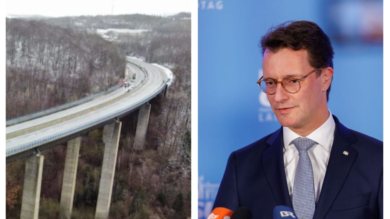 Die marode Talbrücke bei Lüdenscheid: NRW-Ministerpräsident Hendrik Wüst (CDU) und seine Landesregierung verstricken sich in Widersprüche.