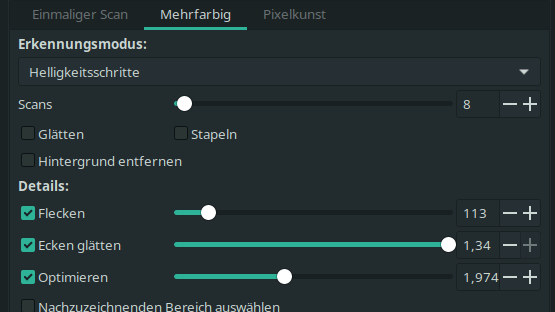 Um Farbbilder in Inkscape zu vektorisieren, können Sie diese Einstellungen übernehmen.