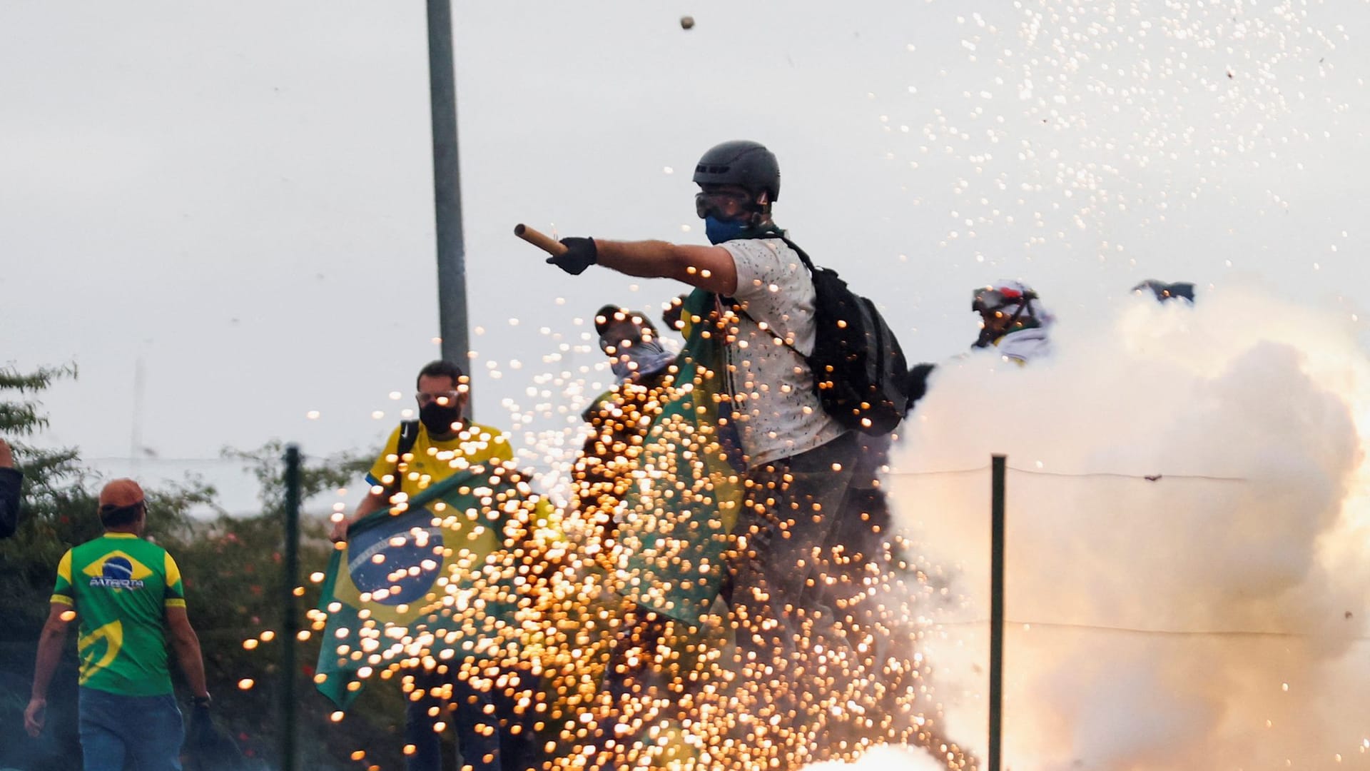 Supporters of Brazil's former President Jair Bolsonaro demonstrate against President Luiz Inacio Lula da Silva, in Brasilia