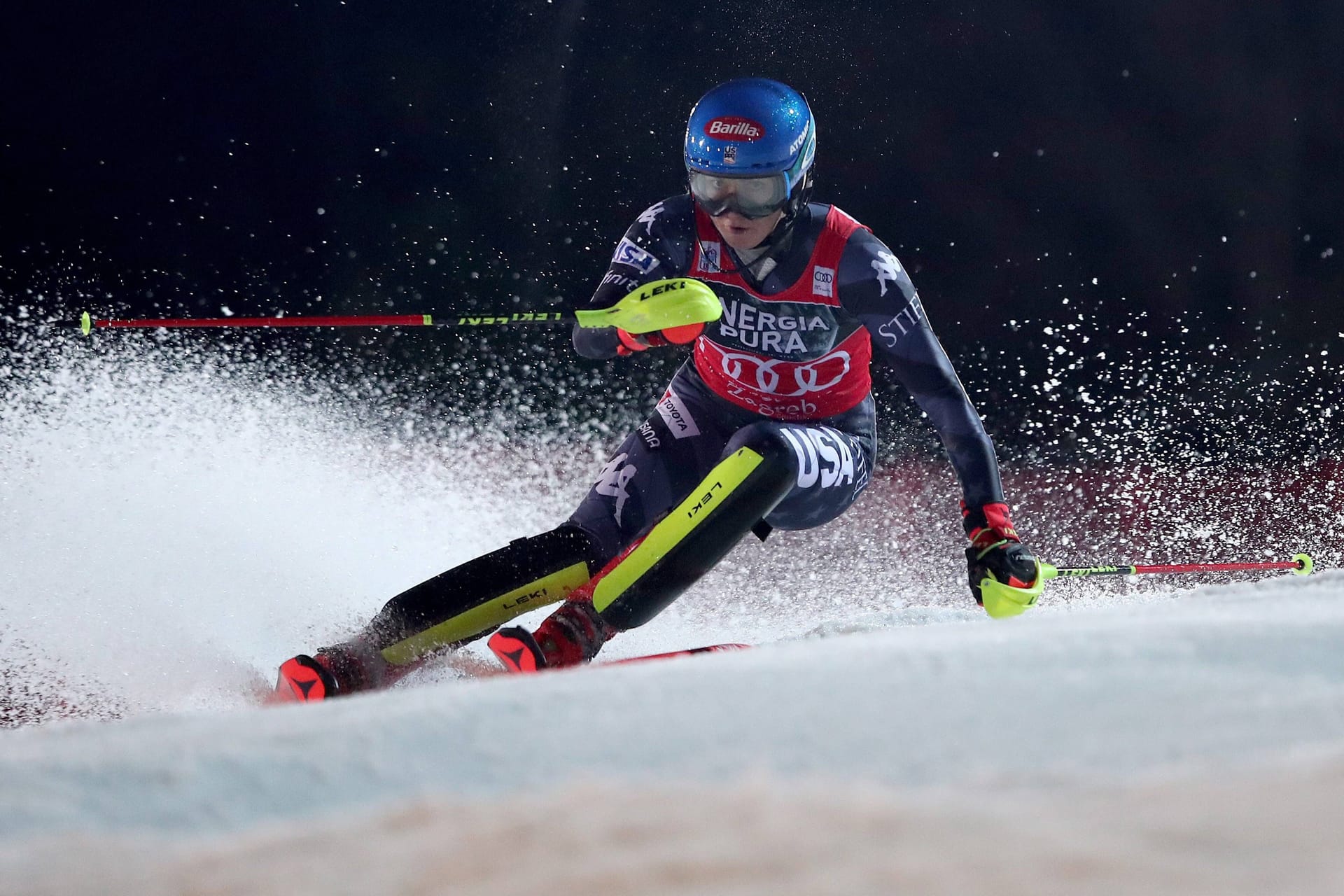 Mikaela Shiffrin am Mittwoch in Zagreb: Ein Rennen am Donnerstag wird es nicht geben.