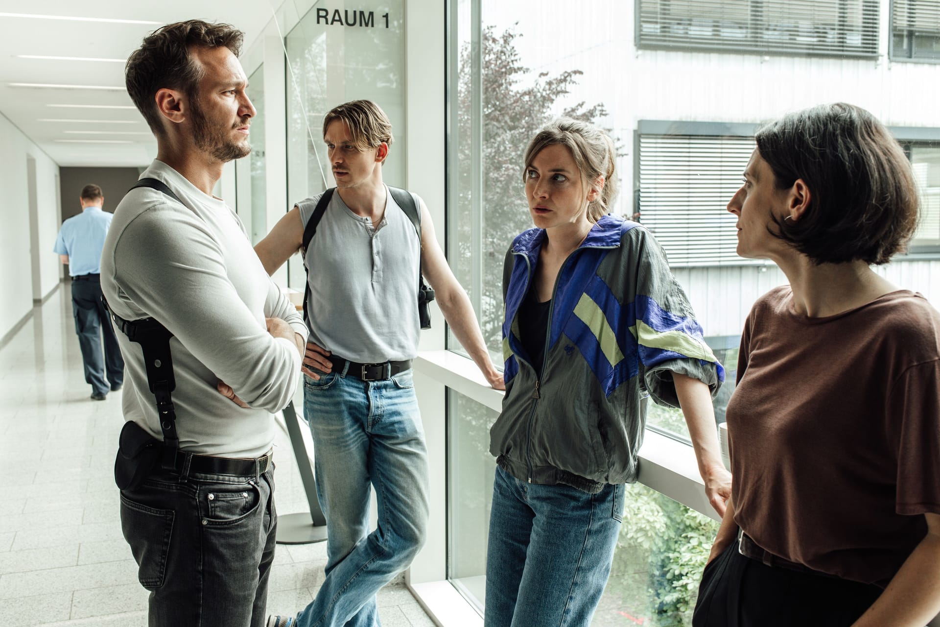 Das Team aus Saarbrücken: Leo Hölzer (Vladimir Burlakov), Adam Schürk (Daniel Sträßer), Pia Heinrich (Ines Marie Westernströer) und Esther Baumann (Brigitte Urhausen).