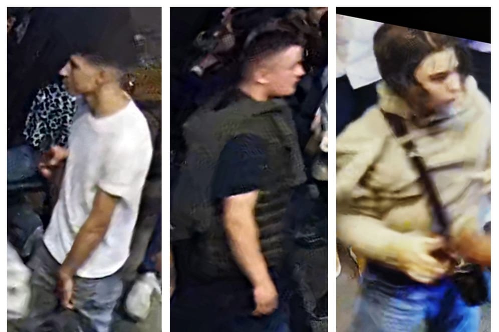 Die Polizei Hamburg sucht mit Fotos nach einem Gewalttäter und möglichen Zeugen der Tat.