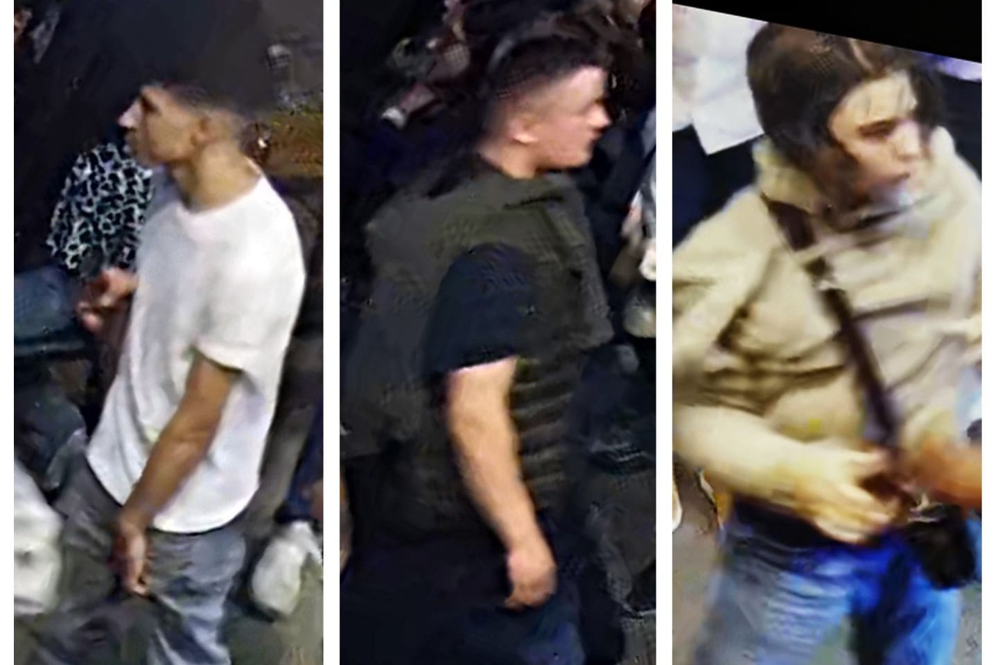 Die Polizei Hamburg sucht mit Fotos nach einem Gewalttäter und möglichen Zeugen der Tat.