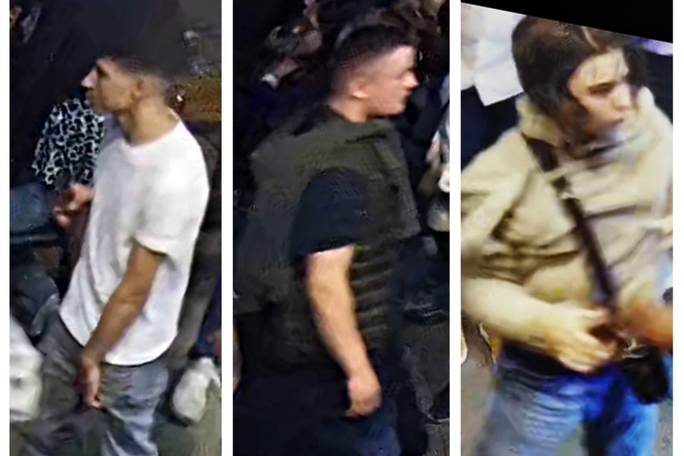 Die Polizei Hamburg sucht mit Fotos nach einem Gewalttäter und möglichen Zeugen der Tat.