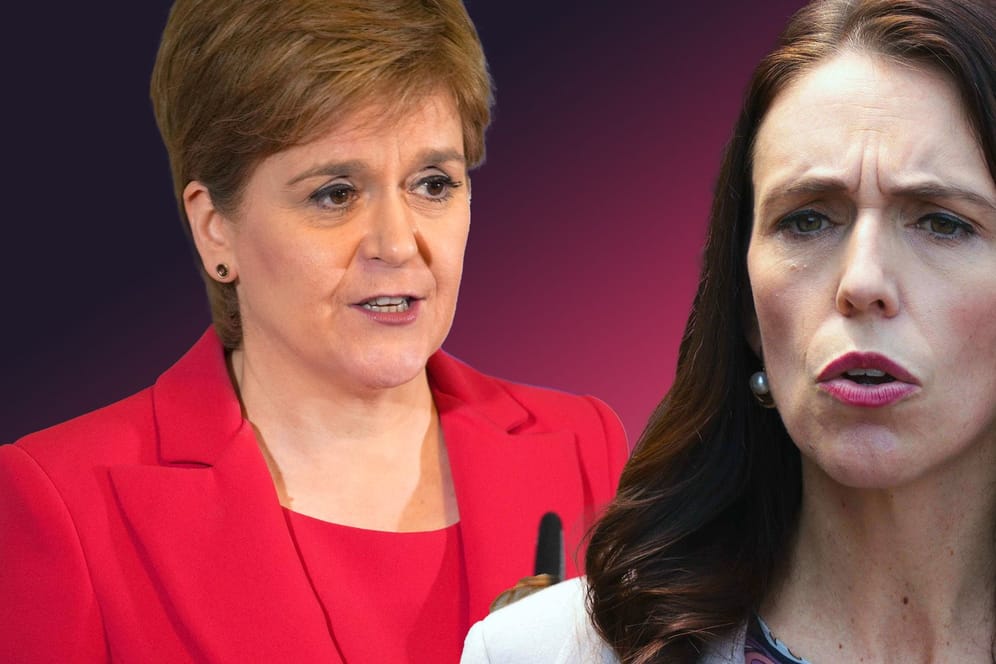 Zwei Frauen nehmen den Hut: Schottlands Regierungschefin Nicola Sturgeon (l.) und die Neuseelands Premierministerin Jacinda Ardern.