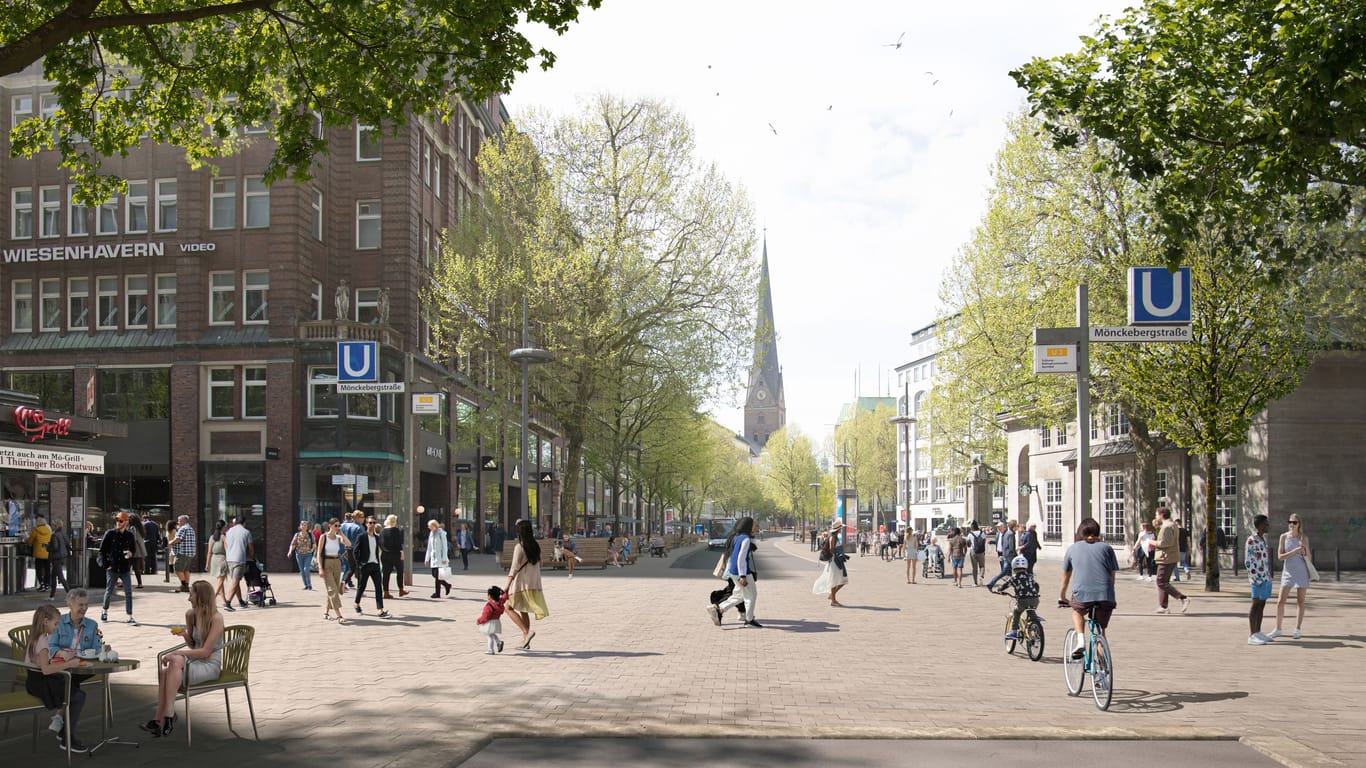 Der Entwurf der Innenstadt ab 2025 sieht mehr Grün- und Freiflächen vor als bisher.