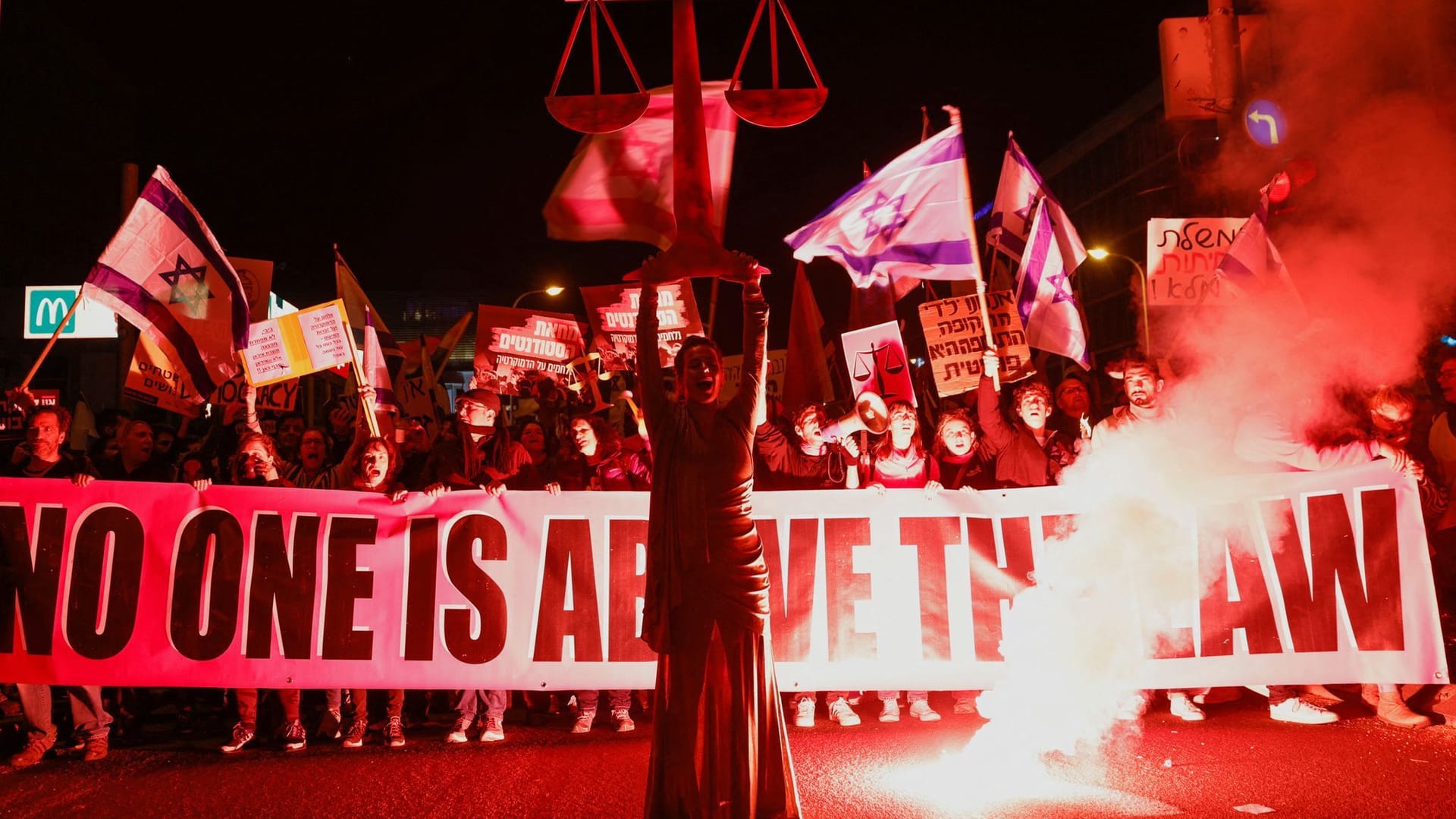 FILE PHOTO: Protests against Israel's right-wing government in Tel Aviv