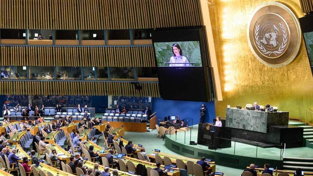 Außenministerin Annalena Baerbock spricht vor der Generalversammlung der Vereinten Nationen.