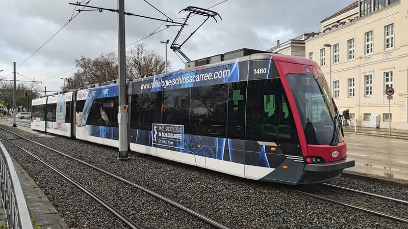 Eine Straßenbahn in Braunschweig fährt über Gleisschotter (Archivbild): Statt grauen Steinen sollen farbenfrohe Blumen Mensch und Tier erfreuen.