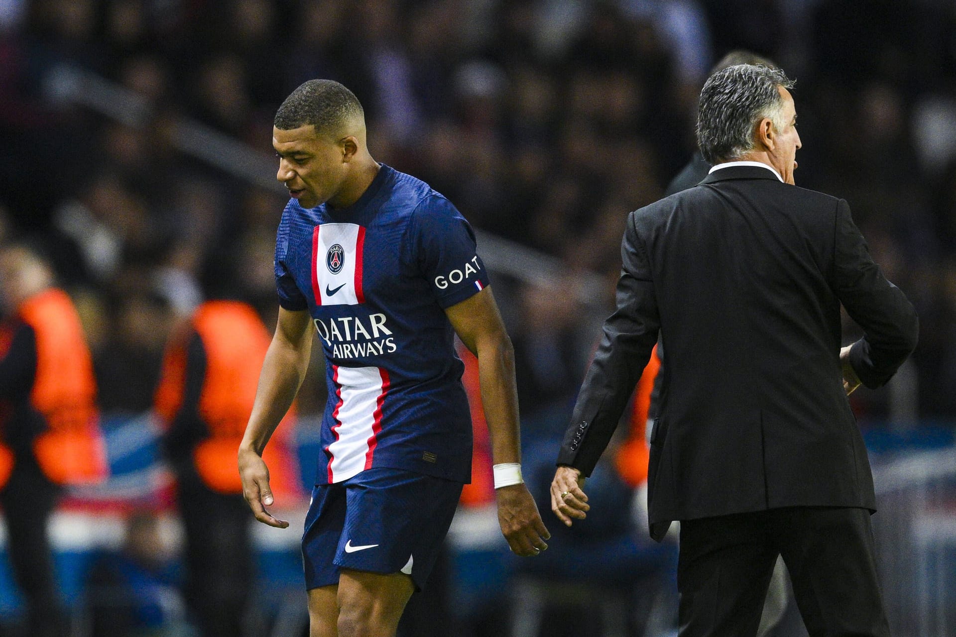 Kylian Mbappé (l.) neben Christophe Galtier: Die Stimmung in Paris ist aktuell schlecht.