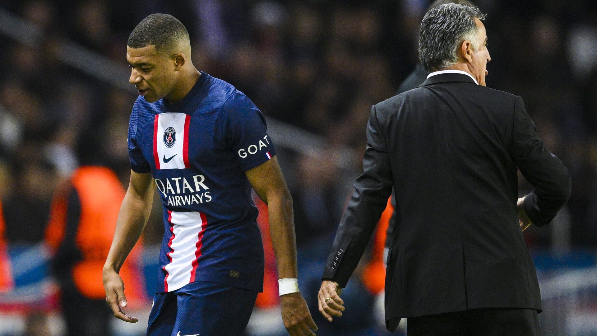 Kylian Mbappé (l.) neben Christophe Galtier: Die Stimmung in Paris ist aktuell schlecht.