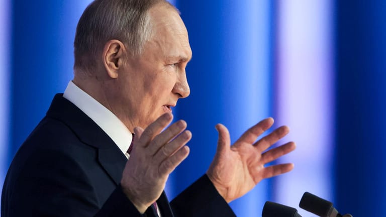 Wladimir Putin während seiner Rede zur Lage der Nation: Die Protestaktion des Regionalpolitikers dürfte im Kreml kaum auf Verständnis stoßen.