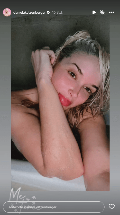 Daniela Katzenberger: Ihre Instagram-Fans grüßt sie aus der Badewanne.