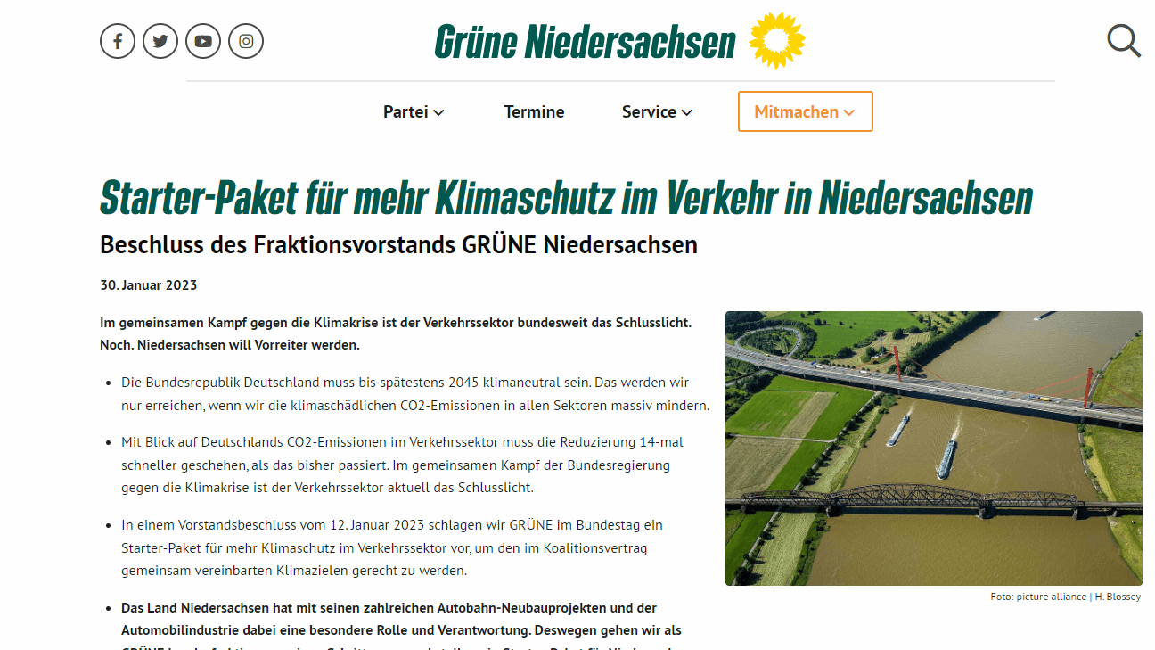 Die Fake-Website schreibt sogar von einem ganz konkreten Beschluss seines Landesverbands, den es allerdings nie gegeben hat.