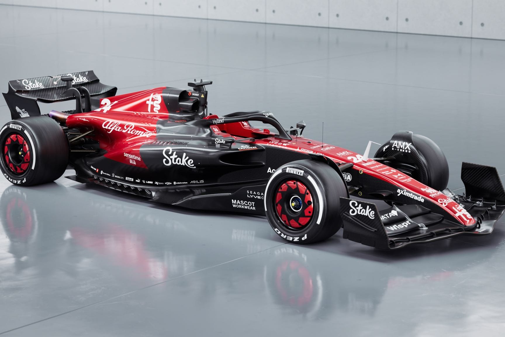 Der neue Alfa Romeo Formel-1-Bolide: Das Team kommt dieses Jahr deutlich dunkler daher.