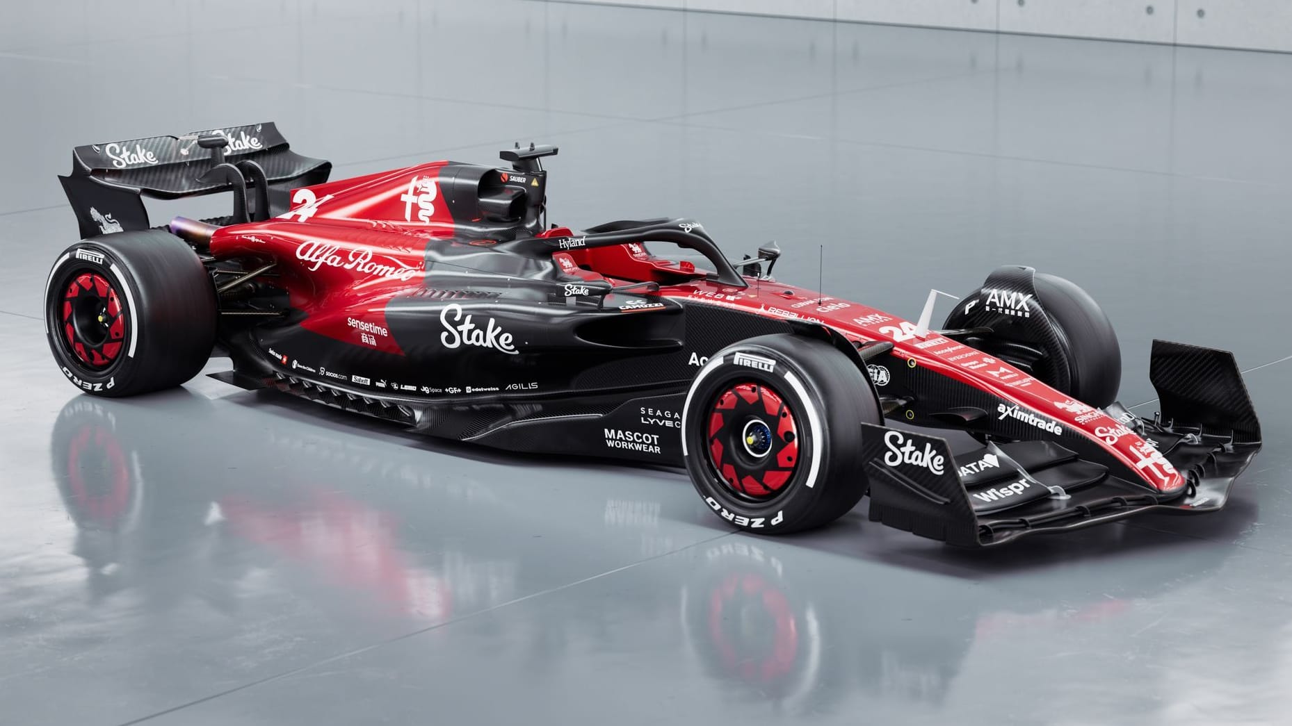 Der neue Alfa Romeo Formel-1-Bolide: Das Team kommt dieses Jahr deutlich dunkler daher.