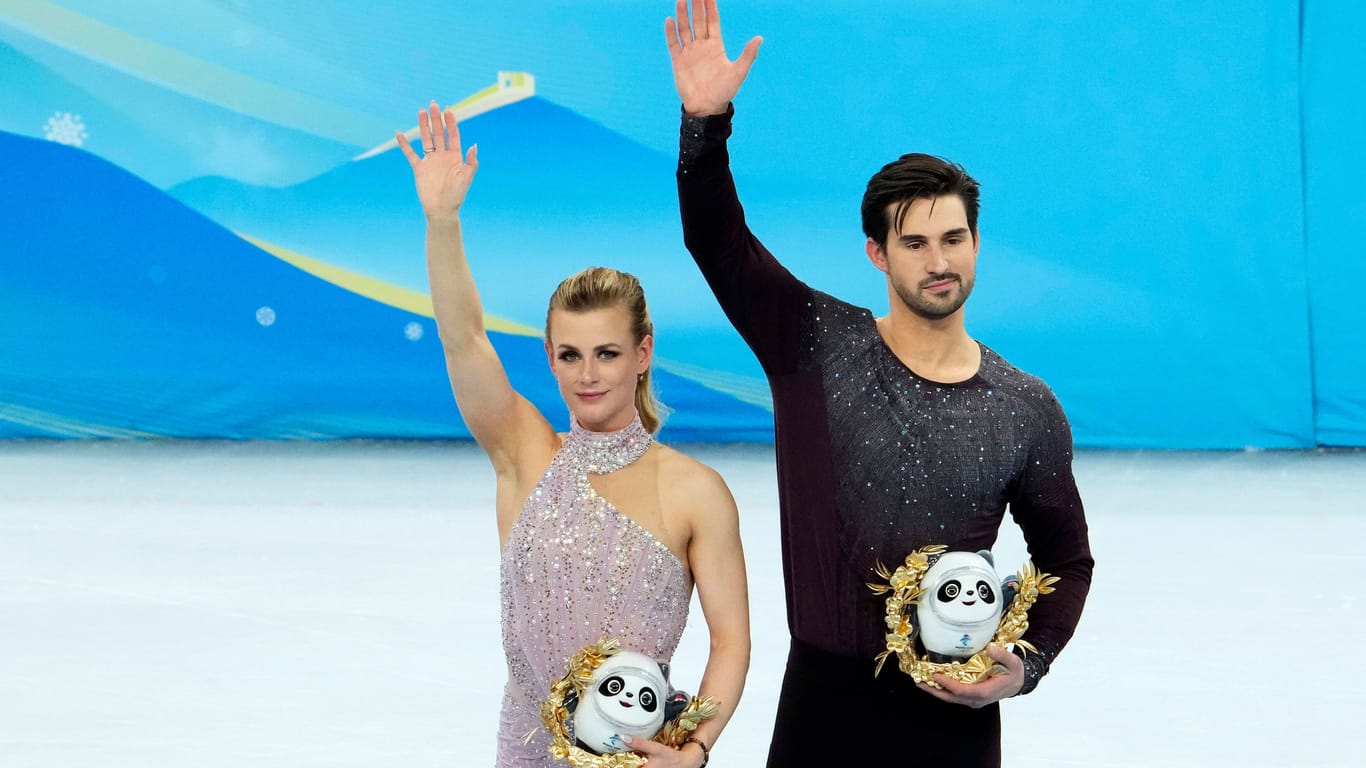 Madison Hubbell (l.) und Zachary Donohue bei den Olympischen Spielen in Peking.