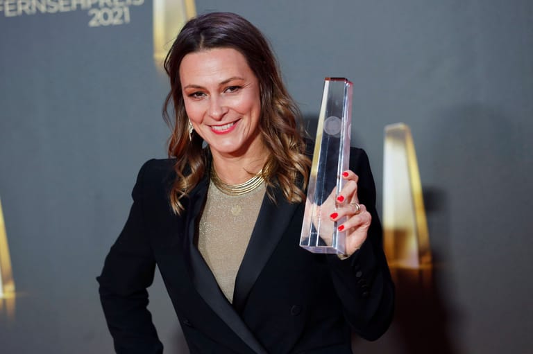 Anja Reschke bei der Verleihung des Deutschen Fernsehpreises 2021: Sie gewann im Bereich "Beste Moderation/Einzelleistung Information" im Zuge ihrer Arbeit beim NDR-Format "Panorama".