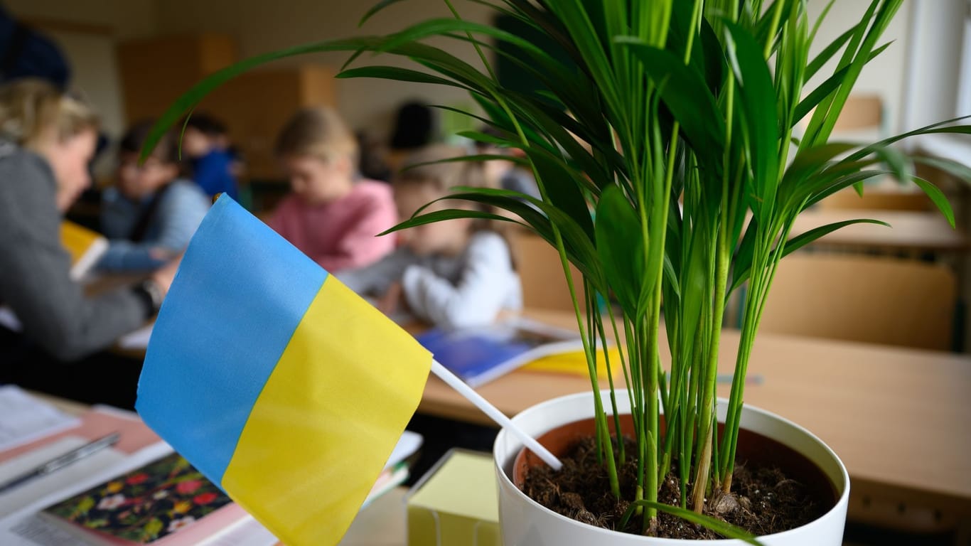 Grundschüler aus der Ukraine in einem Klassenzimmer (Archivbild): Auch 85 ukrainische Fachkräfte wurden an den Schulen eingestellt.