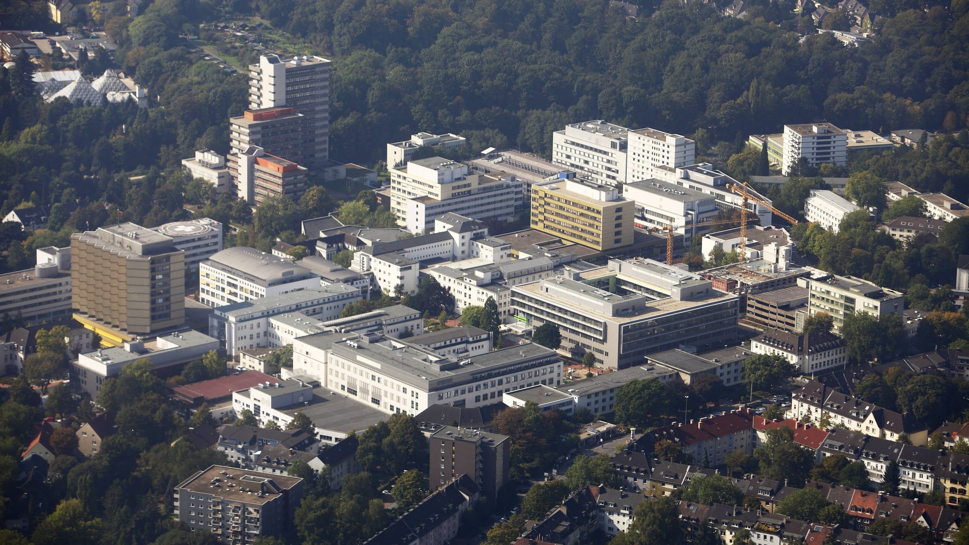 Das Universitätsklinikum Essen von oben (Archiv): Das Baby wurde in der Kinderklinik des Universitätsklinikums behandelt.