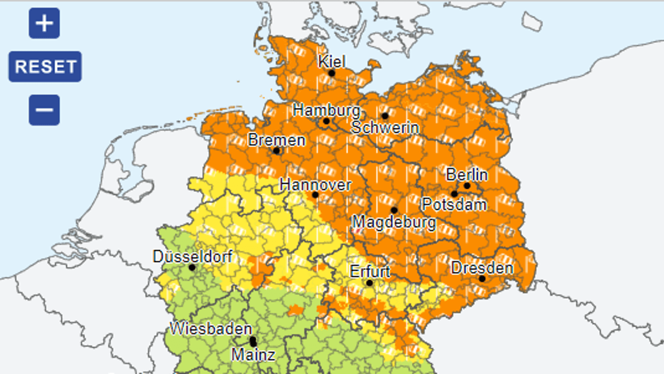 Der Deutsche Wetterdienst hat für Rosenmontag eine Warnung vor Sturmböen herausgegeben.