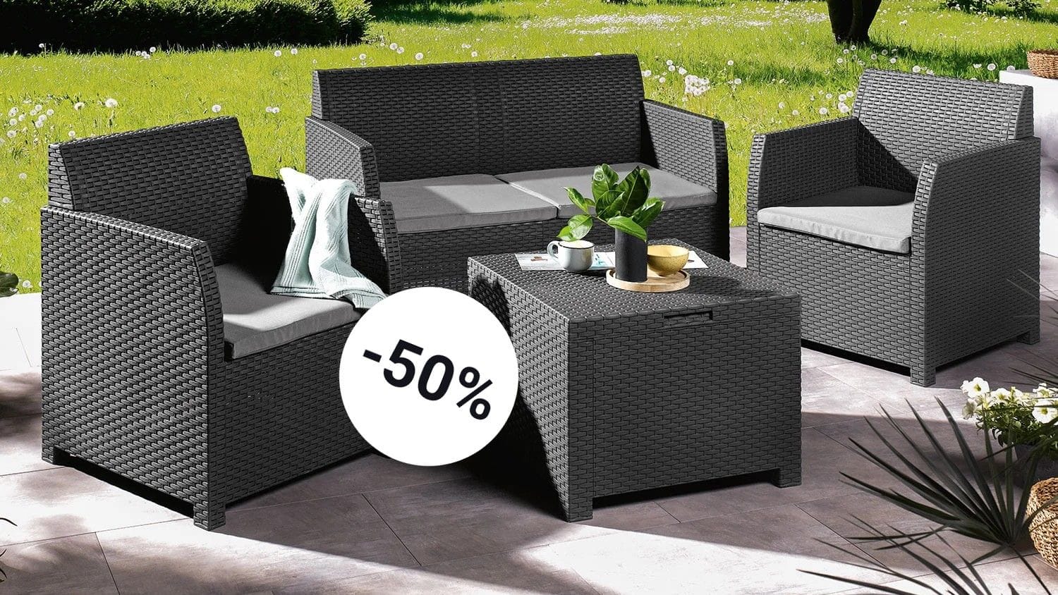 Lidl-Schnäppchen für den Sommer: Das Loungeset von Livarno Home ist aktuell 50 Prozent reduziert.