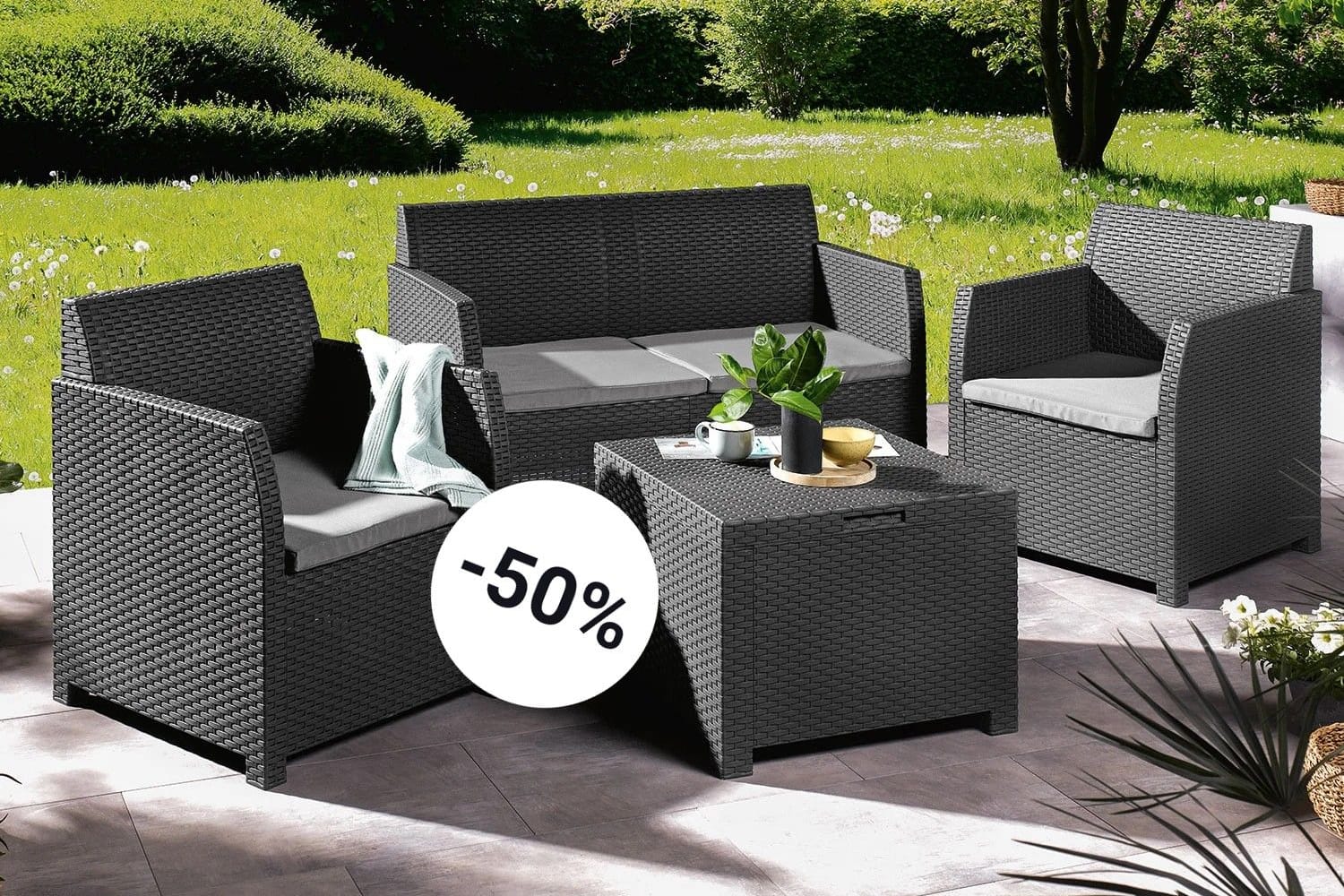 Lidl-Schnäppchen für den Sommer: Das Loungeset von Livarno Home ist aktuell 50 Prozent reduziert.