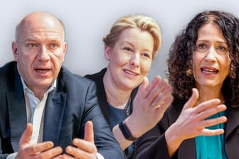 Kai Wegner, Franziska Giffey und Bettina Jarasch im Gespräch mit t-online