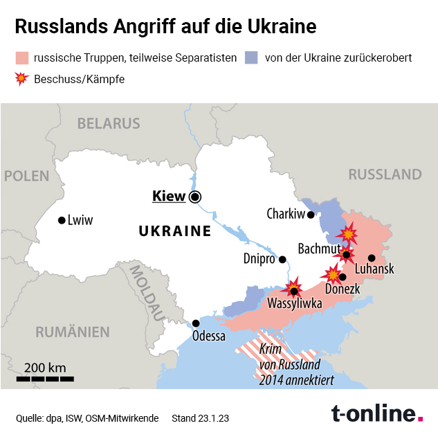Ukraine-Krieg: Der aktuelle Frontverlauf.