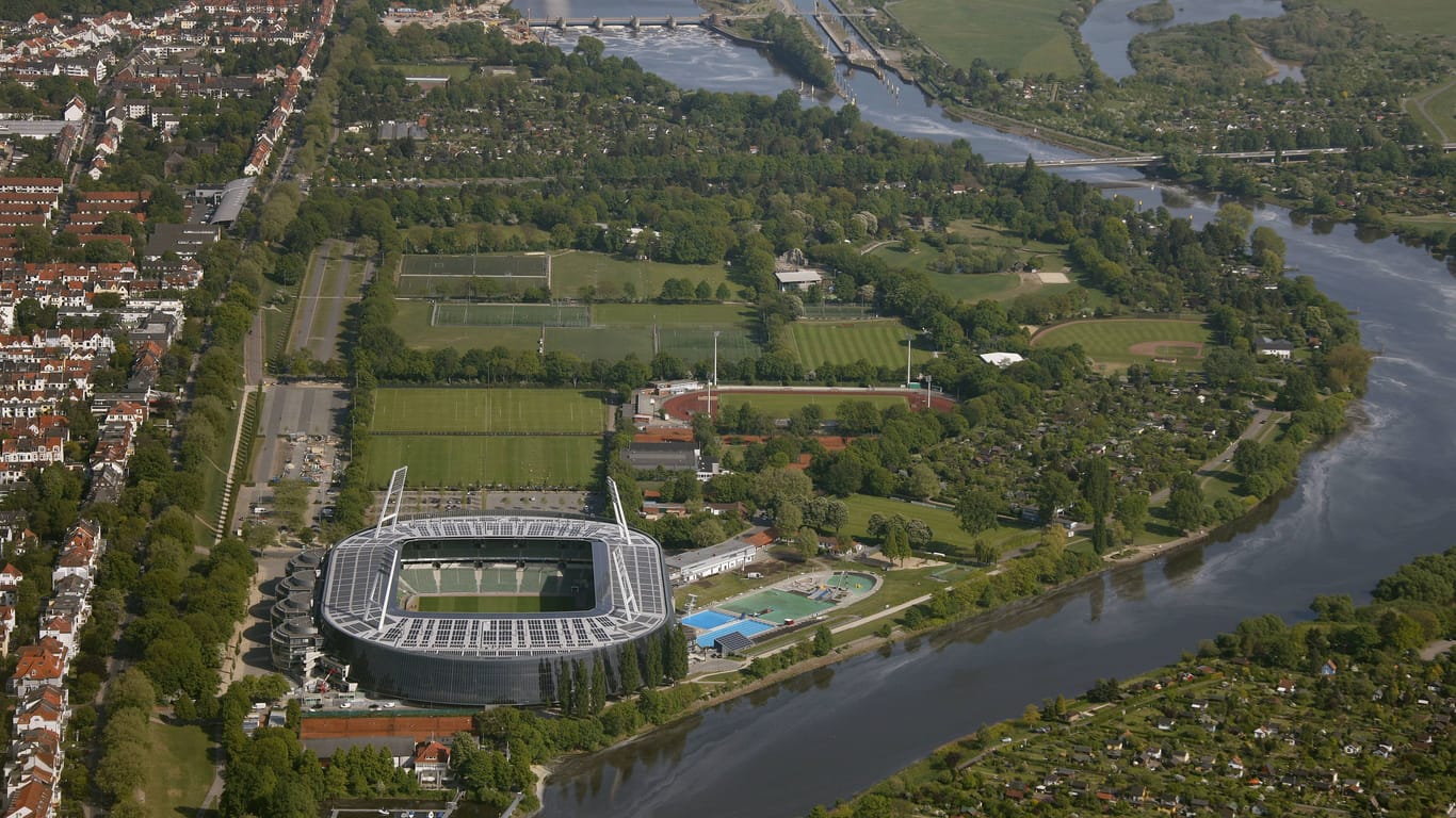 Luftbild des Weserstadions (Archivfoto): 76,5 Millionen Euro kostete der Bau. 2011 wurde es fertiggestellt.