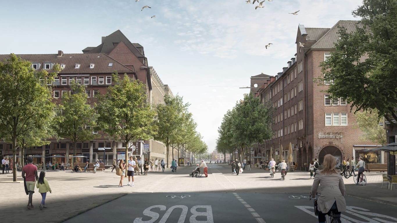 Die Hamburger Innenstadt soll mehr Platz für Busse und Radfahrer bieten.