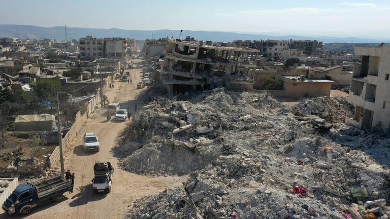 Die syrische Stadt Jindayris: Hier hat das Erdbeben besonders schlimm gewütet.